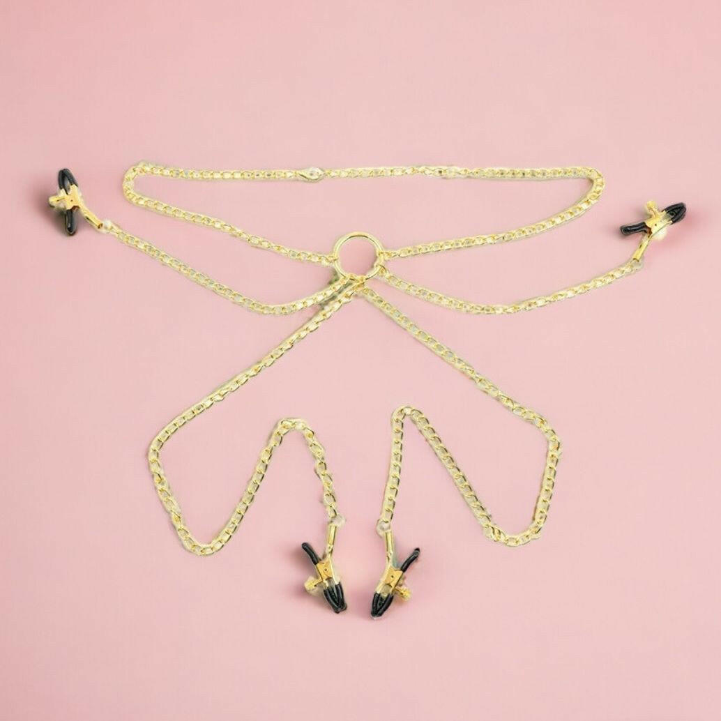 Nipple Clamp Bodychain With Collar