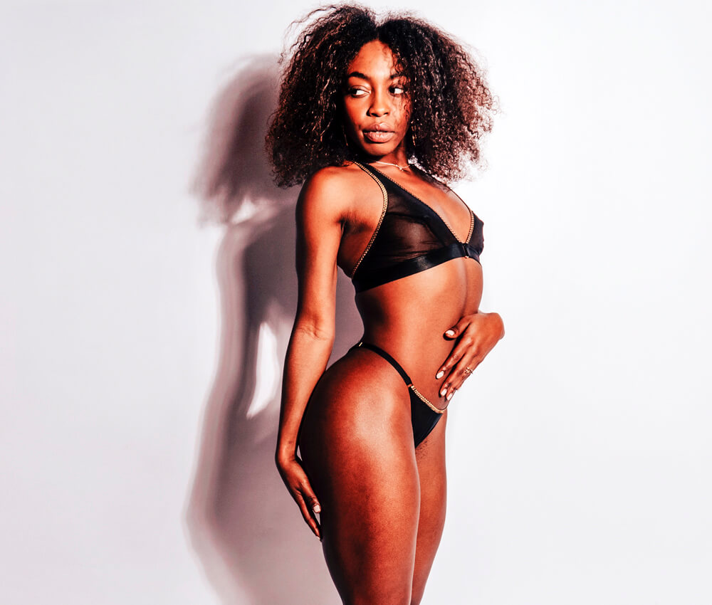 Rock & Lola Black & Gold Mesh High Rise Thong