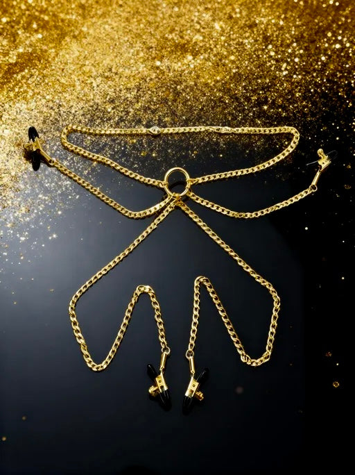 Draped in Desire: Nipple Clamp With Body Chain