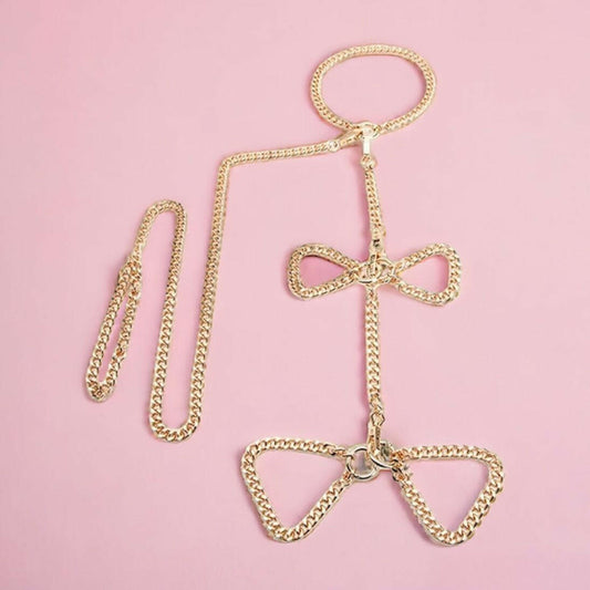 Sexy full body gold kink slave chain set bondage by Kinki couture 