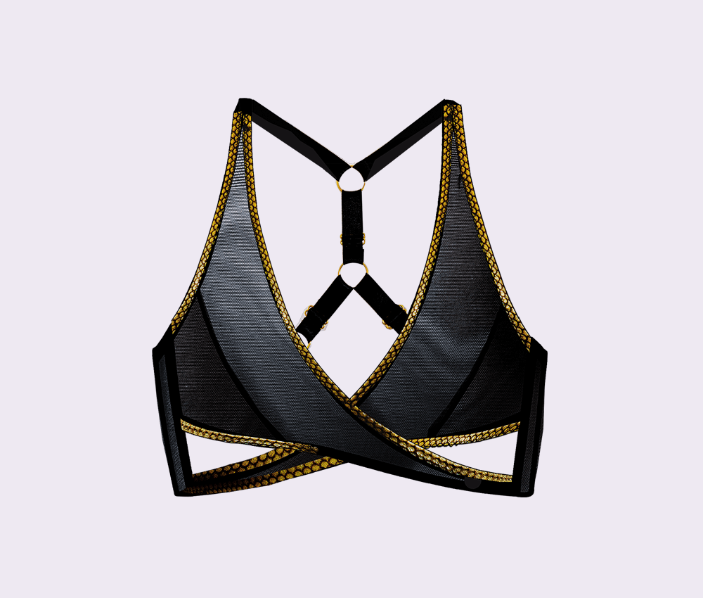 Rock & Lola Black Mesh Crossover Bralette