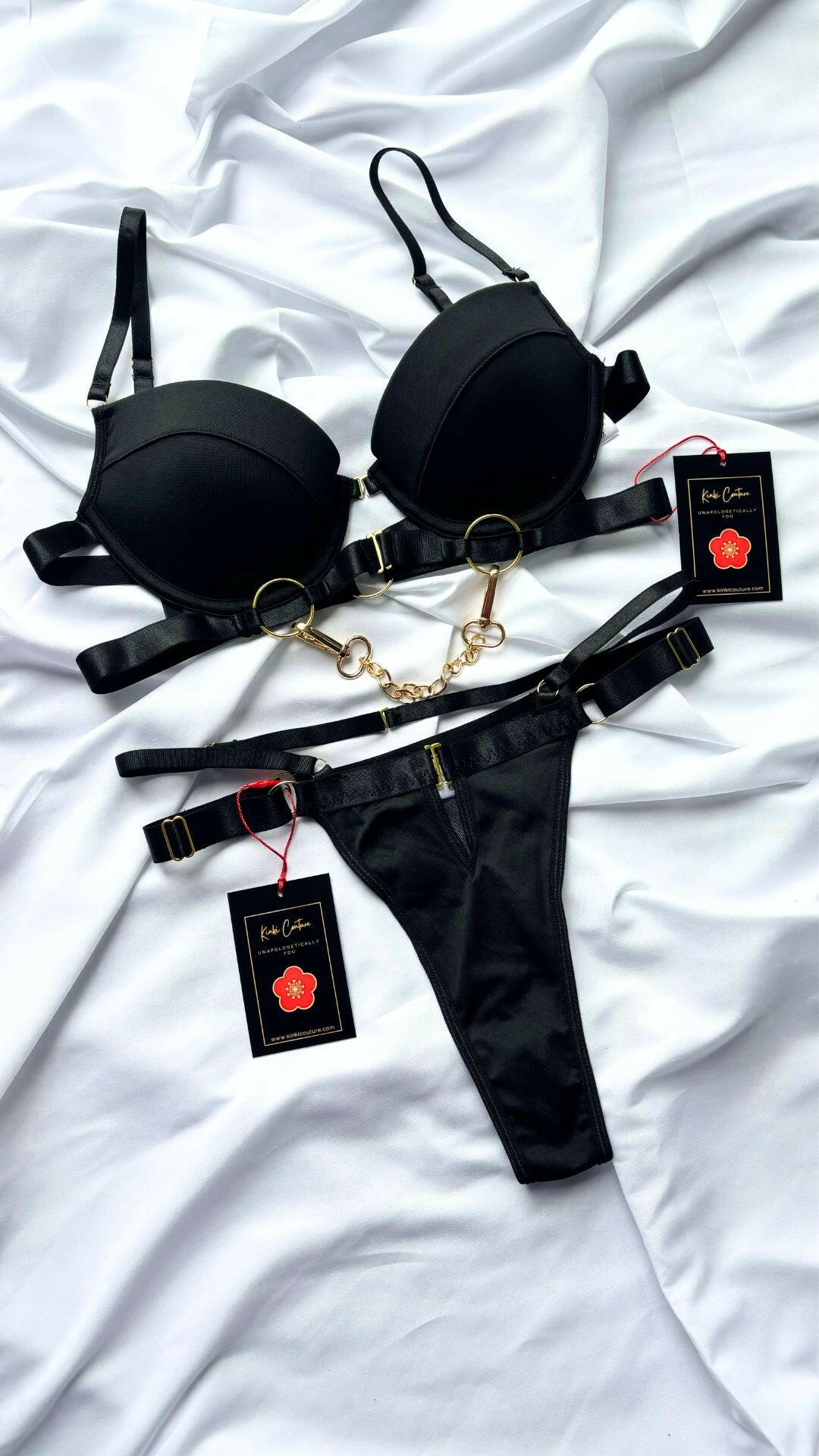 Black bra and thong set inspired by goddess Kali for dark feminine tantric rituals 